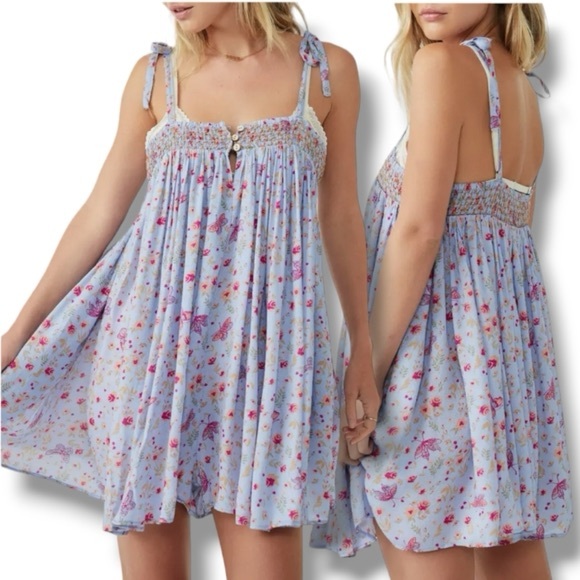 Free People Other - Free People Blue Floral Chemise